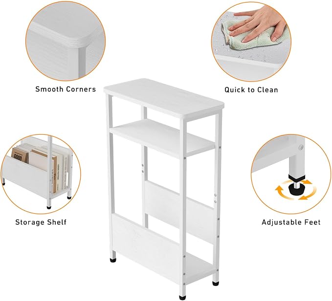 THUMEYE 7.1" Narrow Side Table for Small Spaces, 3 Tier Small End Table - Image 6