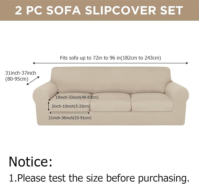 HunnmingRe Sofa Covers for 3 Cushion Couch Stretch Sofa and Loveseat Covers Set - Image 2