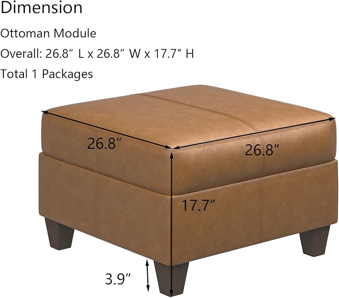 EASE MOOSE Faux Leather Square Ottoman Module - Image 2