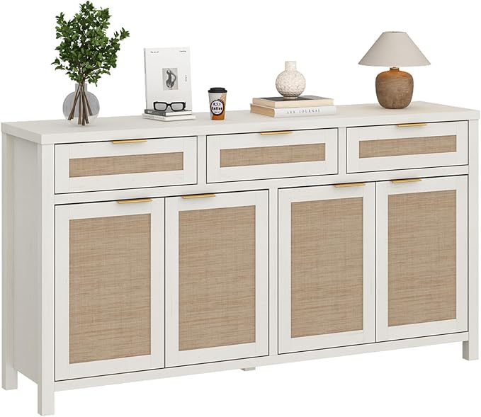 HOKYHOKY Rattan Sideboard Buffet Cabinet, Boho Storage Cabinet by HOKYHOKY