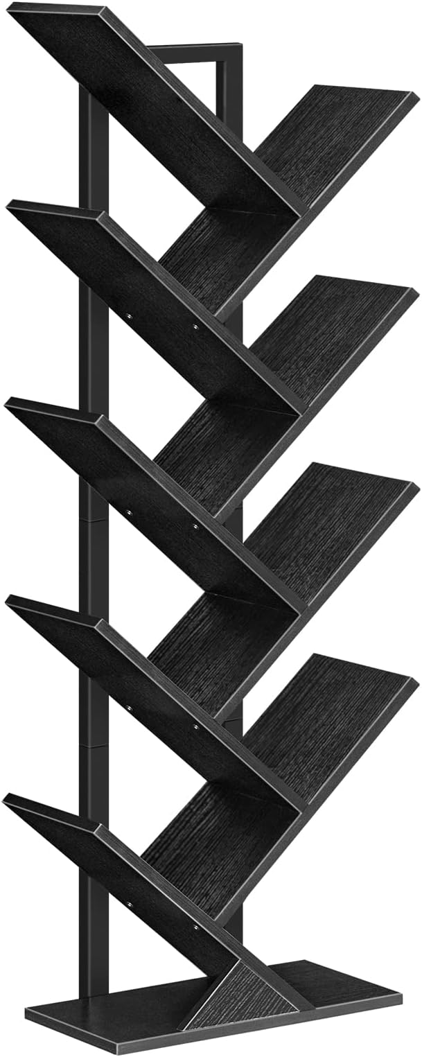HOOBRO Tree Bookshelf, 9-Tier Bookcase Wooden Shelves, Floor Standing Storage by HOOBRO