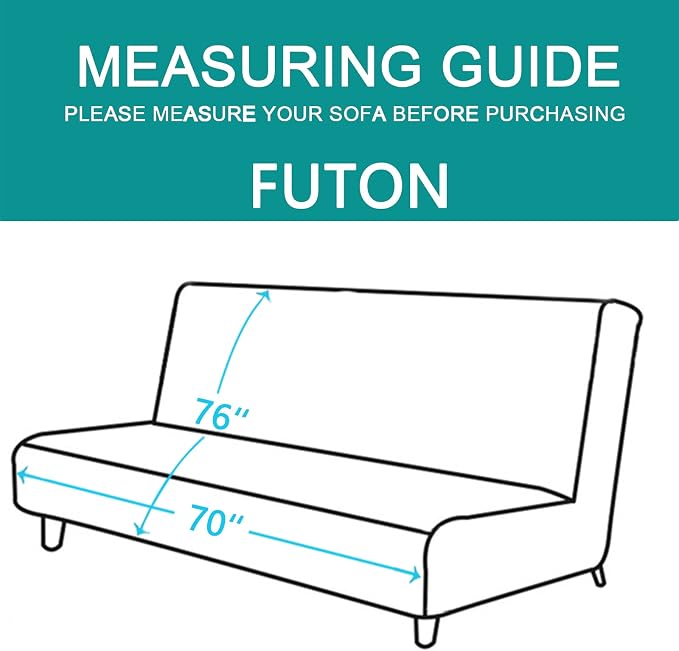 U-NICE HOME Reversible Futon Cover Sofa Slipcover Armless Furniture Protector - Image 5