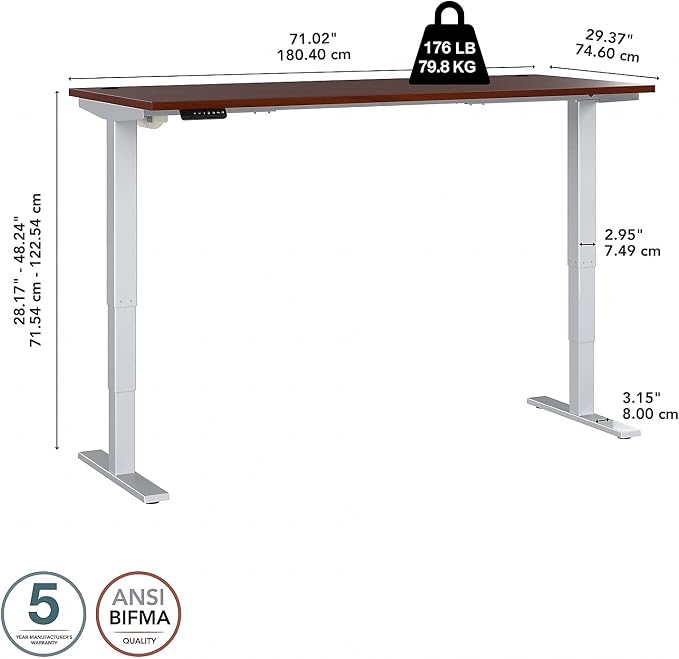 Bush Business Furniture 72-inch Electric Height Adjustable Standing Desk - Image 5