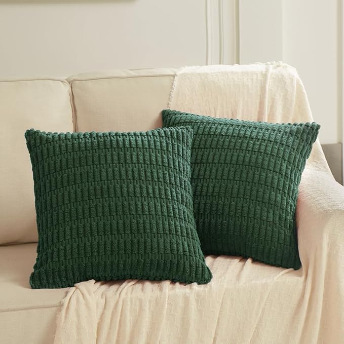 Fancy Homi Set of 4 Dark Green Boho Decorative Throw Pillow Covers 18x18 Inch - Image 6