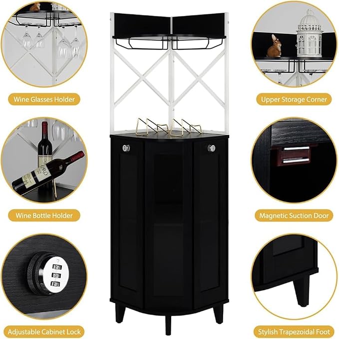 COCO DESIGN Corner Wine Cabinet - Image 4