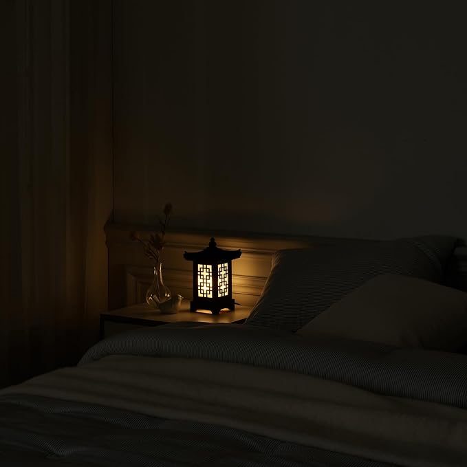 Traditional Korean Wood Lamp | Handmade Asian Oriental Table Lantern | Bedside - Image 9