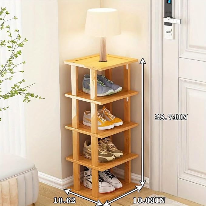SAN HE Bamboo Shoe Rack 5Tier- Vertical Shoe Rack - Image 2