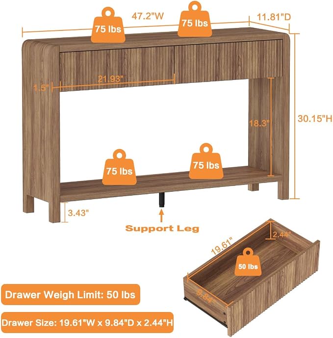 FATORRI Console Sofa Table for Entryway, Wood Foyer Tables for Living Room - Image 3