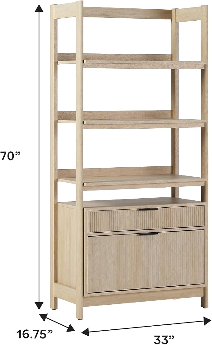 Walker Edison Transitional Open Reeded 4-Shelf Bookshelf - Image 3