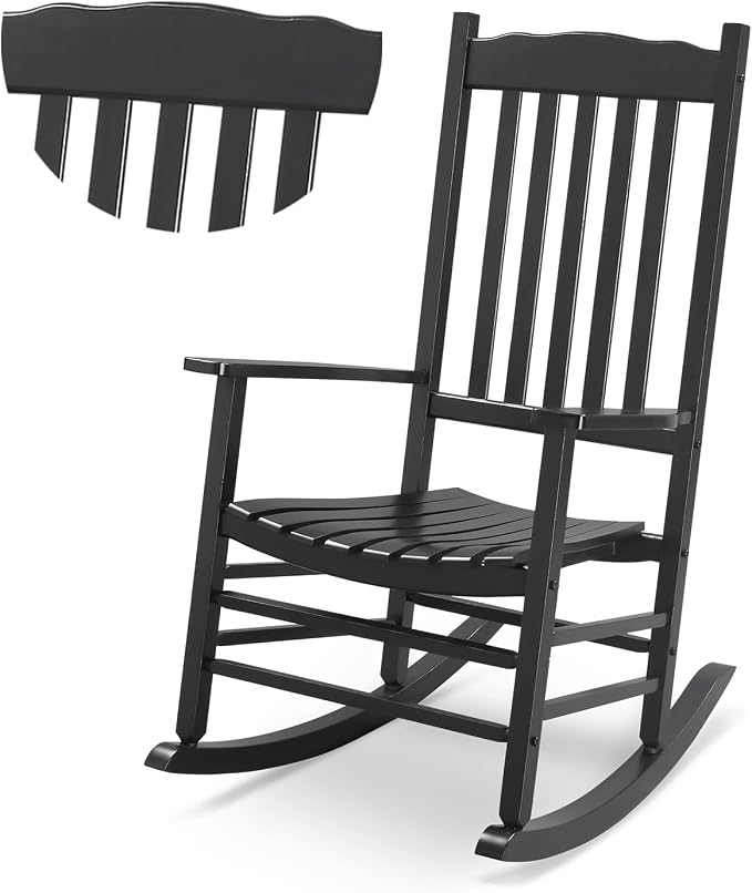 Outvita Outdoor Rocking Chair, Solid Wood High Back Rocker, All Weather Lounge by Outvita