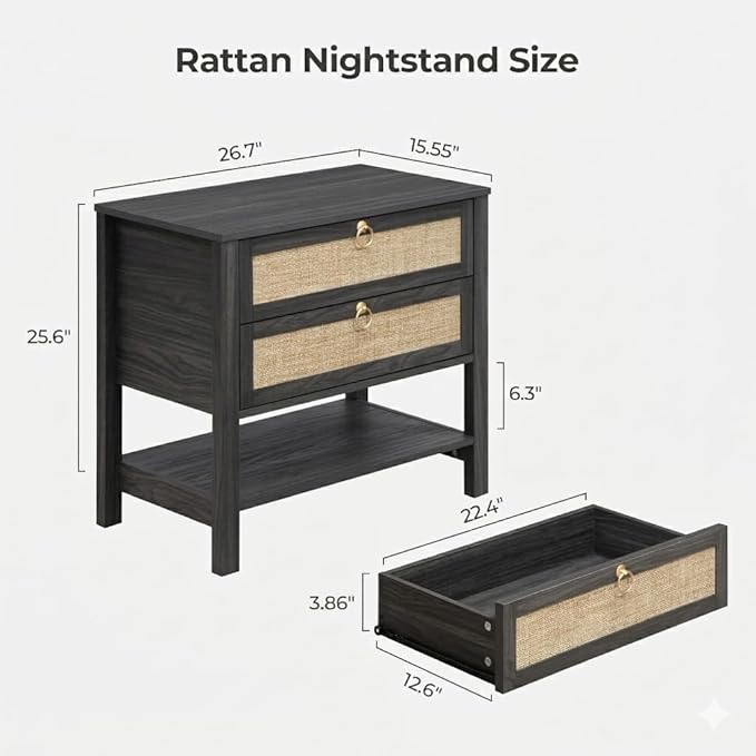 SICOTAS Night Stands Set of 2 for Bedroom, Large Bedside Tables - Image 2