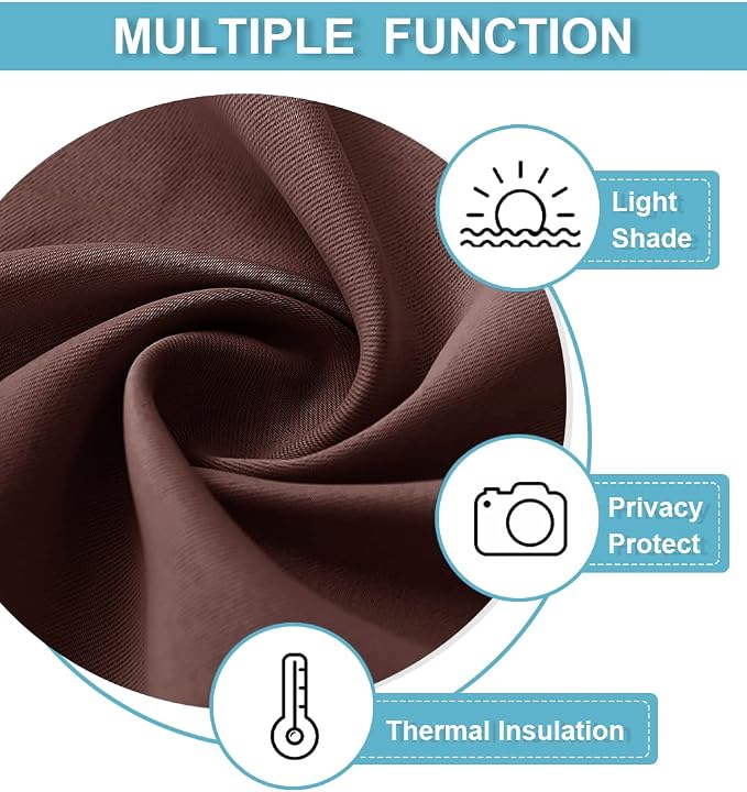RYB HOME Blackout French Door Window Curtain Covering, Rod Pocket Thermal - Image 2