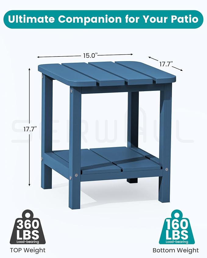 SERWALL Adirondack Table Set of 4, Outdoor Side Table- Blue - Image 2
