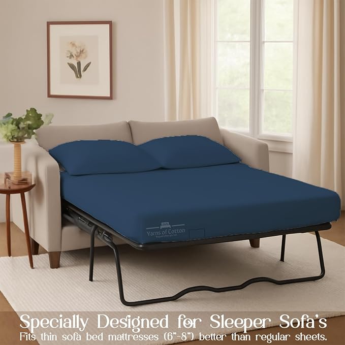 Sleeper Sofa Bed Sheet, 100% Cotton 400 Thread Count, 4 Piece Set, Deep Pocket - Image 3