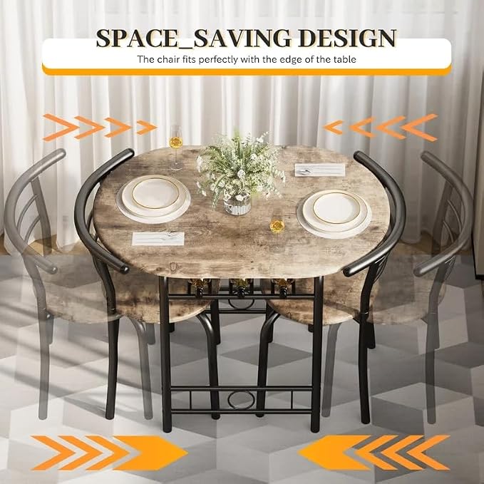 Shahoo 3-Piece Wooden Dining Table Set, Kitchen Breakfast Nook Sets - Image 2