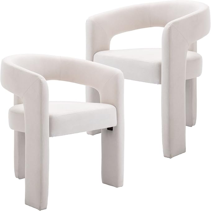 BESTANO Set of 2 Modern Linen Fabric Upholstered Dining Chairs by BESTANO