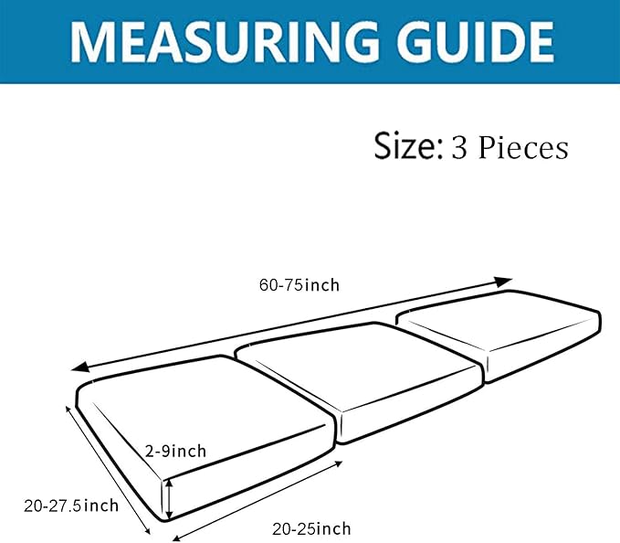 Water Repellent Couch Cushion Cover 3 Pieces Sofa Seat Cushion Covers, Stretch - Image 4