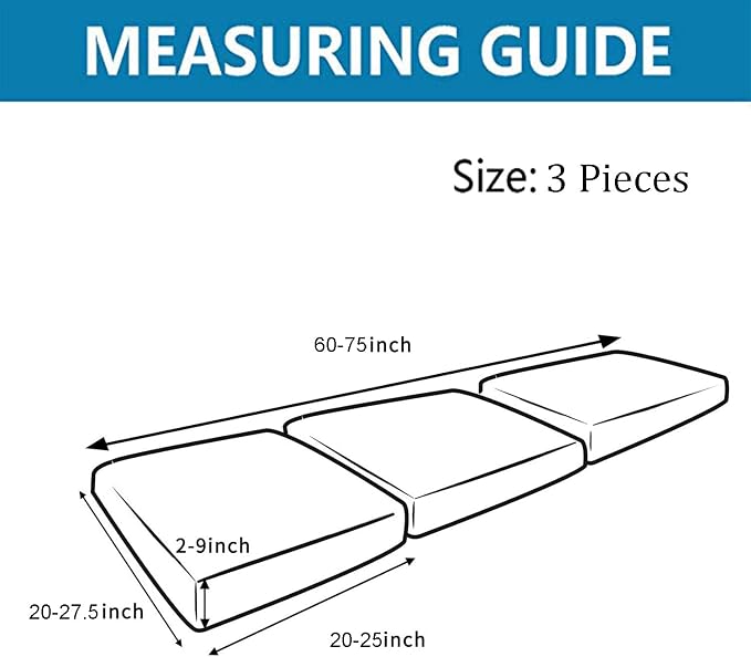 Water Repellent Couch Cushion Cover 3 Pieces Sofa Seat Cushion Covers, Stretch - Image 4