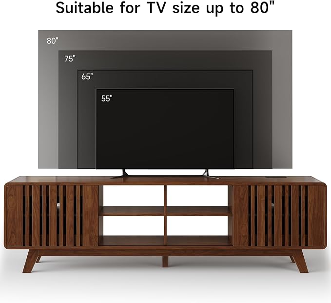 ONBRILL 70-Inch TV Stand for TVs up to 80 Inch, Mid-Century Modern Television - Image 6
