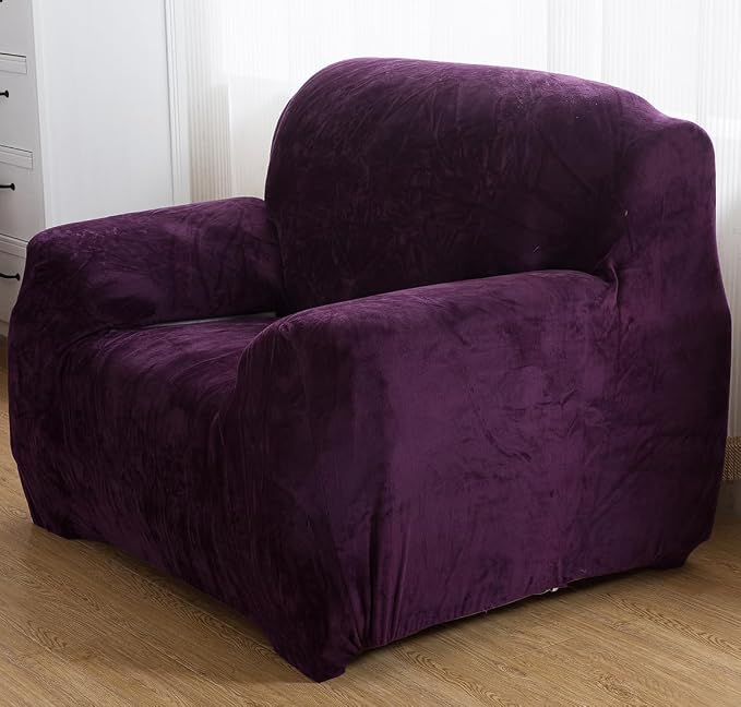 vctops 1-Piece Velvet Plush Stretch Chair Sofa Slipcover Soft Fuzzy Fluffy by vctops