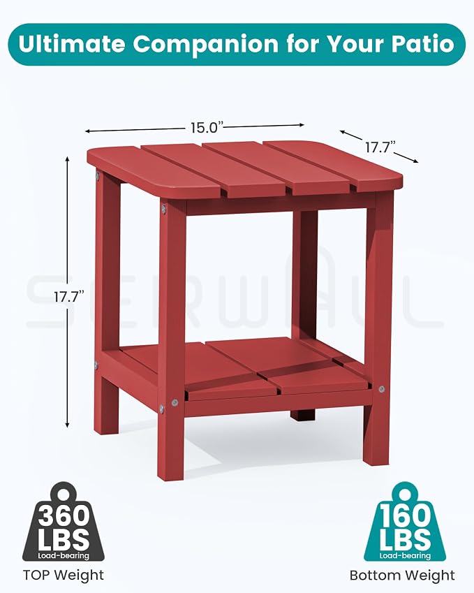SERWALL Double Adirondack Side Table Set of 4, End Table- Red - Image 2