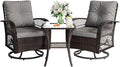 3 Pieces Patio Furniture Set, Outdoor Swivel Glider Rocker, Wicker Patio Bistro by VonzoyHome
