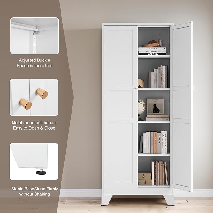 Yizosh Metal Pantry Cabinet, - Image 6