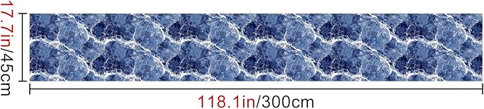 HOMETITUTE Blue Marble Wallpaper Peel and Stick Ocean Wave Pattern 118.1x17.7 - Image 5