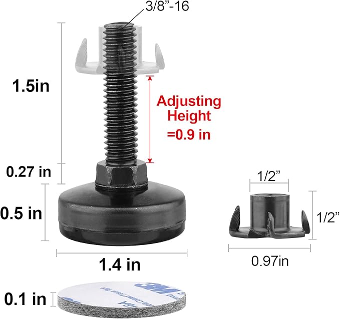 Anwenk Furniture Levelers Heavy Duty Furniture Leveling Feet Adjustable Leg - Image 2