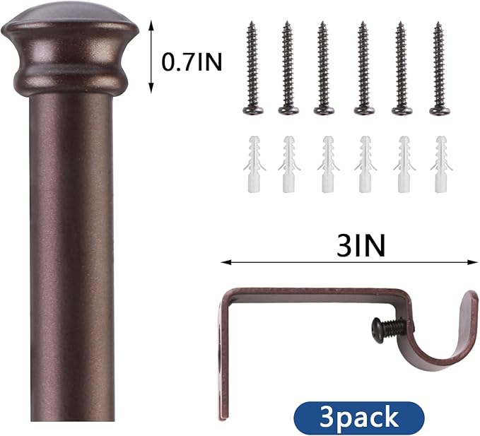 Standard Decorative Window Curtain Rods 30 to 88 Inch, 5/8 Inch Diameter Small - Image 4