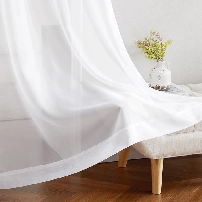 NICETOWN Sheer White Sliding Door Curtains - Image 6