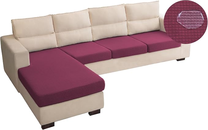 Water Repellent L Shaped Couch Covers 4 Pieces Sofa Seat Cushion Slipcovers by TOPYUMH