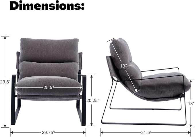 LukeAlon Modern Linen Accent Armchairs Set of 2, Upholstered Living Room Chairs - Image 2