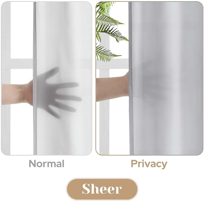 HOMEIDEAS Non-See-Through Light Grey Privacy Sheer Curtains, 52 X 54 Inches - Image 3