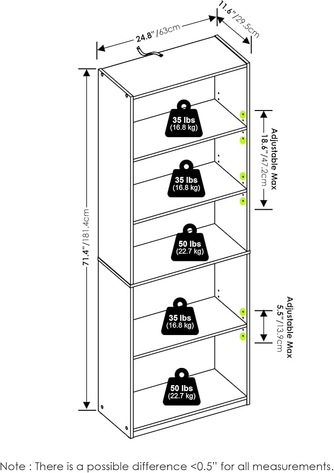Furinno GEHRY Book Shelf, 5-Tier Bookshelf - Image 3