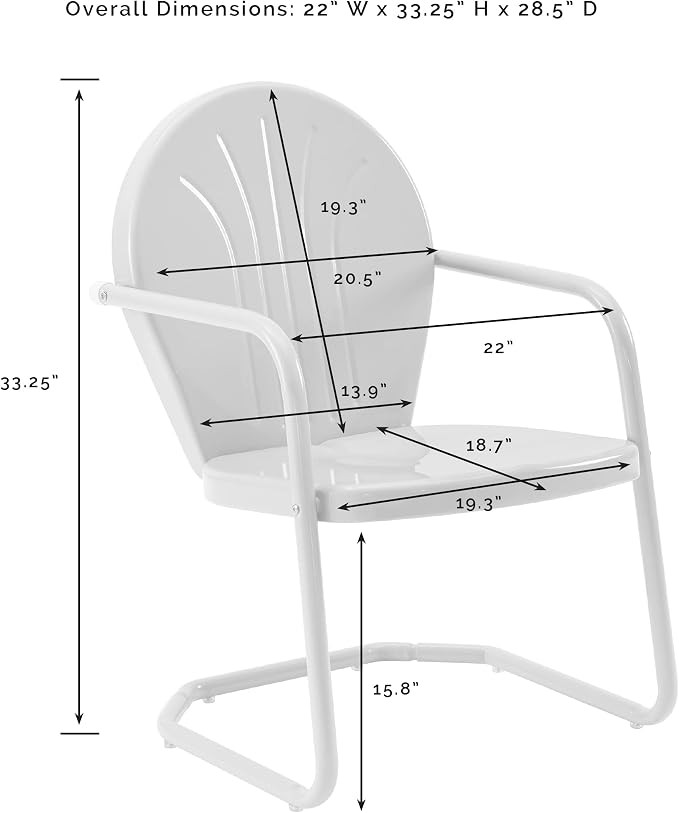 Crosley Furniture Griffith Outdoor Chair, Retro Metal Patio Chairs - Image 3