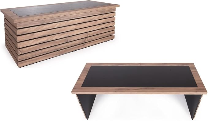 87" Wood Office Furniture Set of 4pcs | Executive Desk w/Leather Pad | Large - Image 3