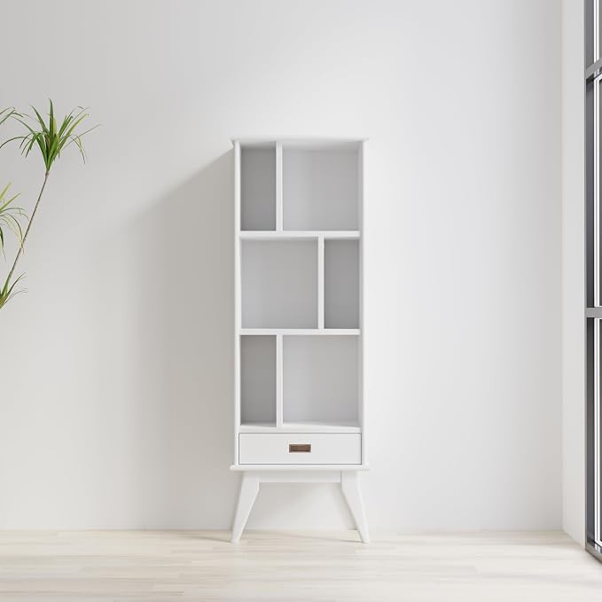 SIMPLIHOME Draper Solid Hardwood 64 inch x 22 inch Mid Century Modern Bookcase - Image 14