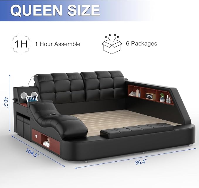 AF ARTISAN FURNITURE Queen Size Smart Multifuncional Bed Frame - Image 2