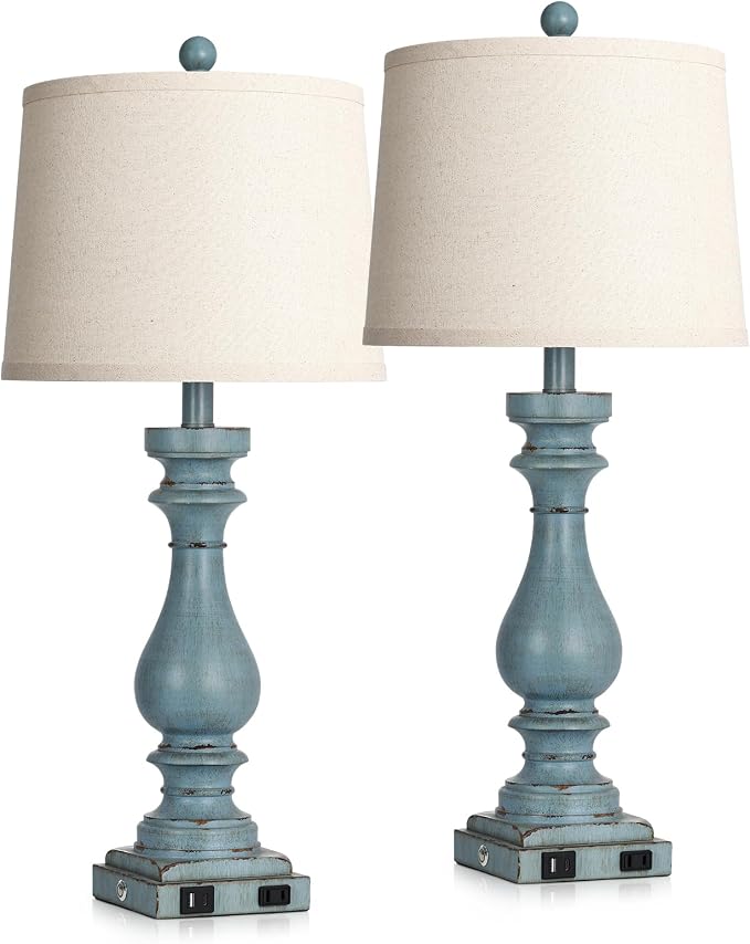 Cinkeda 29" Tall Table Lamp for Living Room Set of 2, Coastal Bedside - Image 7