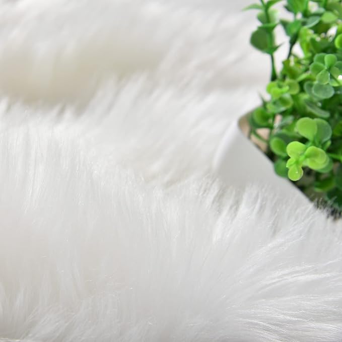 Goolela White Area Rug 10x12 Fluffy Fuzzy Sheepskin Carpet - Image 6