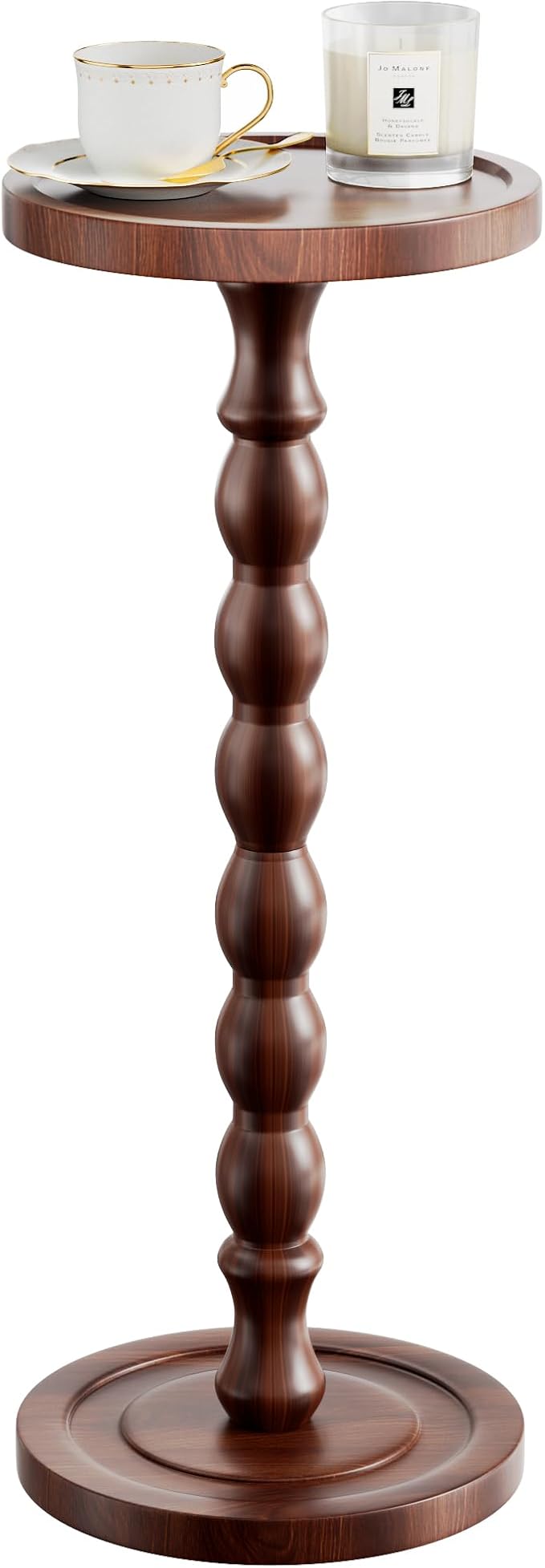Solid Wood Drink Table, Rubber Wood‌ Small Round Side Table by Unknown