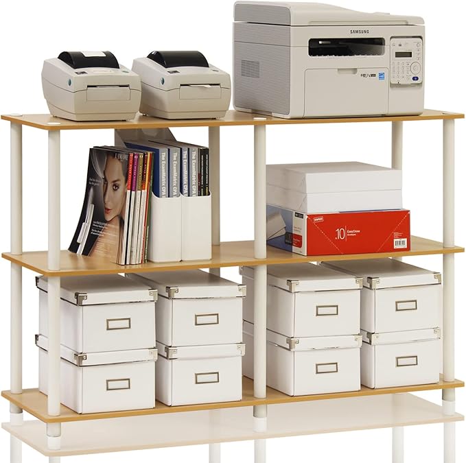 Furinno TURN-N-TUBE Storage Shelves, 3-Tier 47.4 Wide Book Shelf, Corner Shelf by Furinno-FitsYourSpaceFitsYourBudget