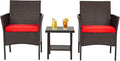 FDW | 3-Piece Patio Furniture Set | Brown & Red | Outdoor Wicker Furniture by FDW