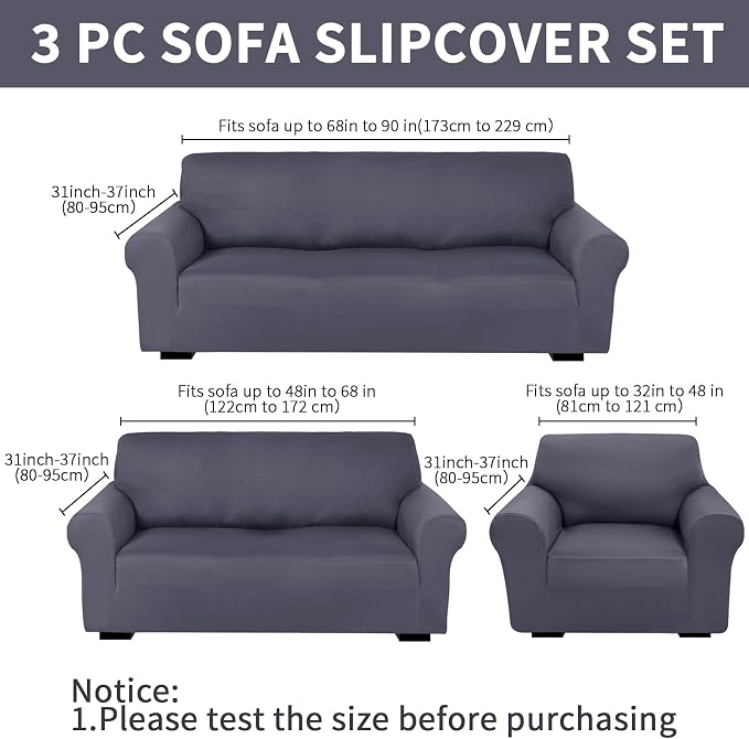 Peryiter 3 Pcs Couch and Loveseat Covers Set Sofa Cover - Image 2