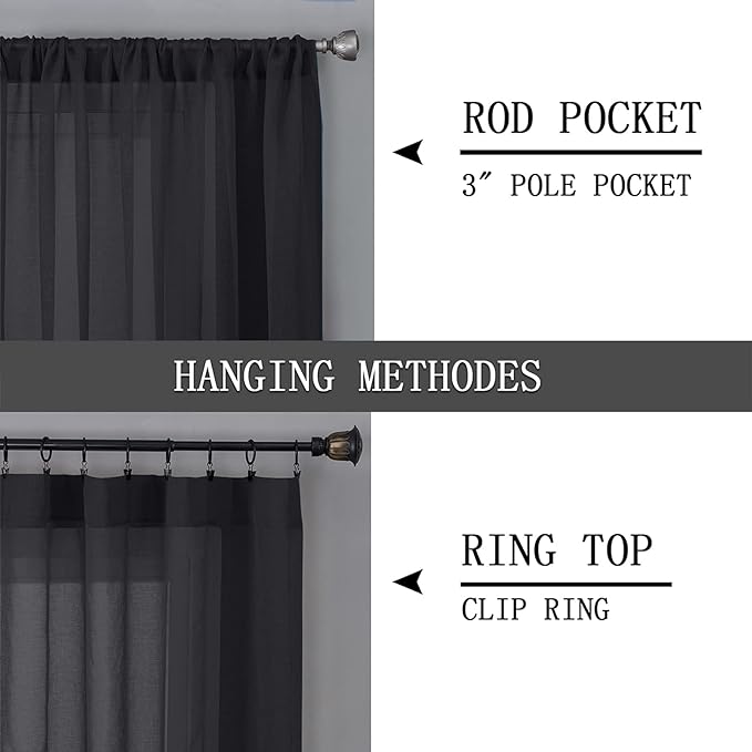 Tollpiz Sheer Curtain Linen Textured Living Room Curtains Sheer Light Filtering - Image 5