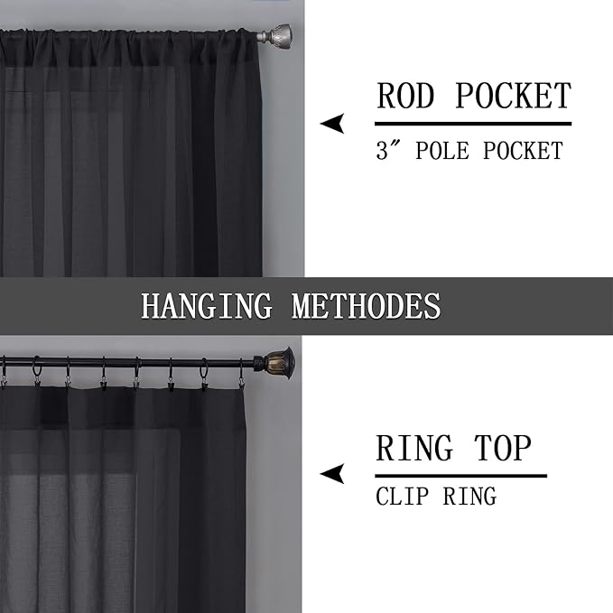 Tollpiz Short Sheer Tier Curtains Linen Textured Half Kitchen Curtain Sheers - Image 5