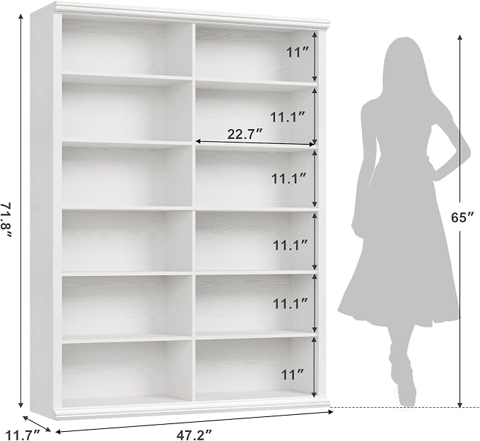 Rresyet 71.8" L *47.2“W Wooden Bookcase and Bookshelf – Extra Large Bookshelf - Image 2