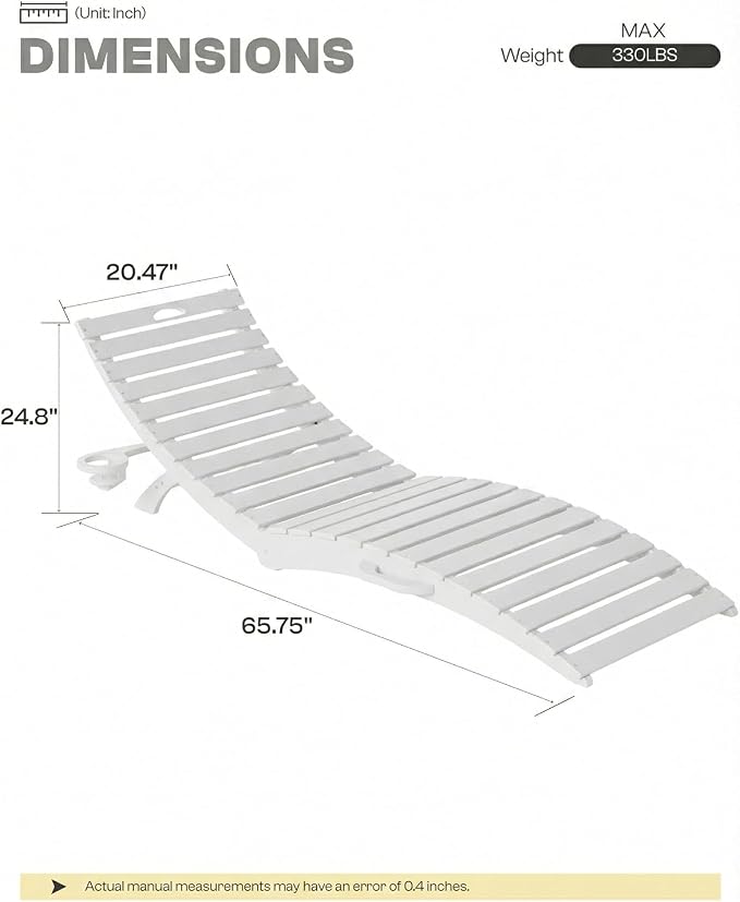 Folding HDPE Outdoor Chaise Lounge - Image 2