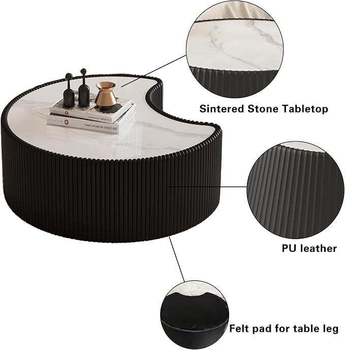 Modern Nesting Coffee Table Set of 2, Creative Moon Coffee and End Table Set - Image 7